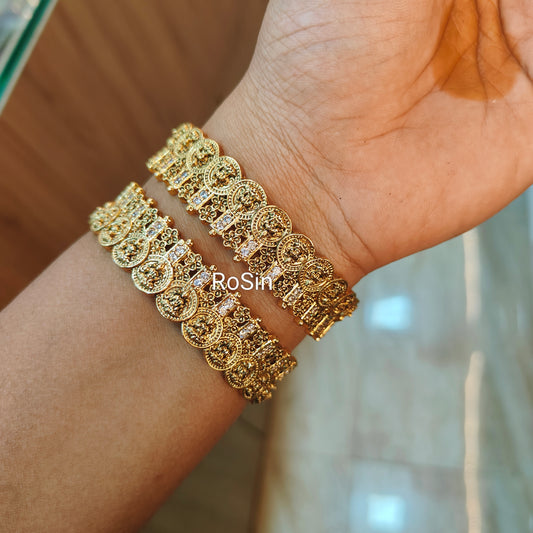 Coin bangles with white stones (2)