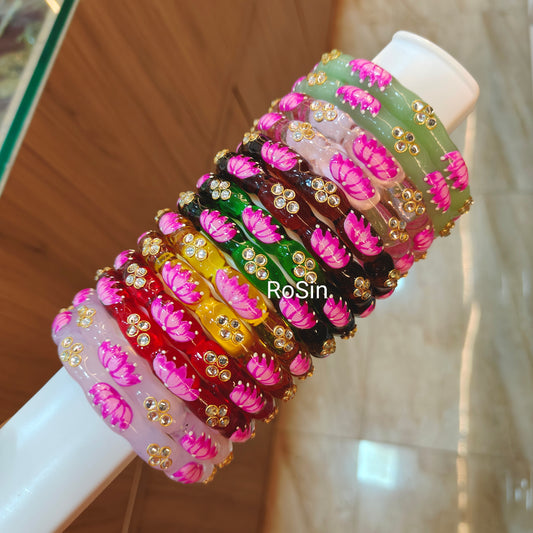 Lotus handpainted crystal kada (2)