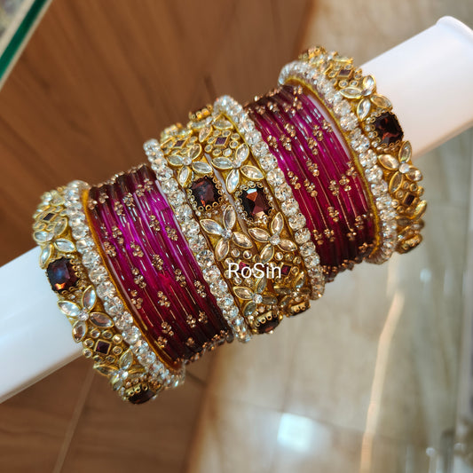 Hot selling sparkle set for reception (2 hands 20 bangles)