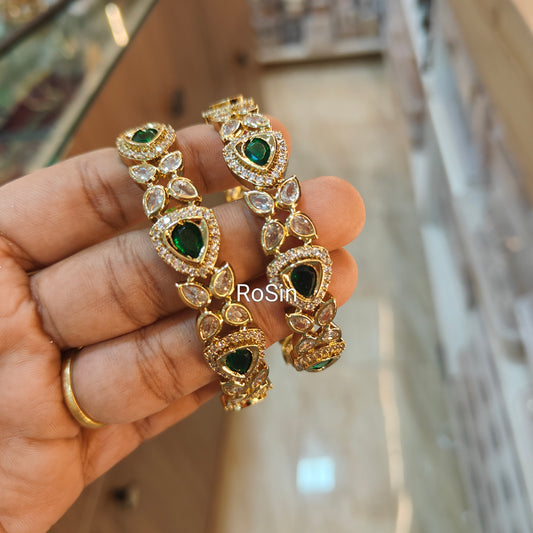 Victorian green stone kadas(2 bangles)
