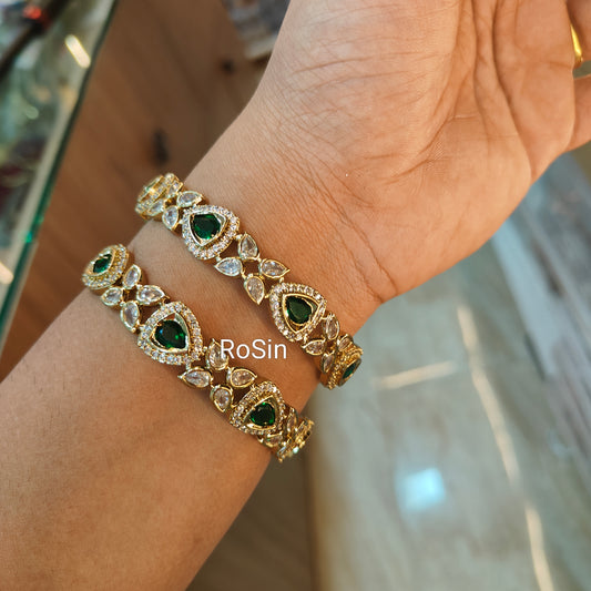 Victorian green stone kadas(2 bangles)