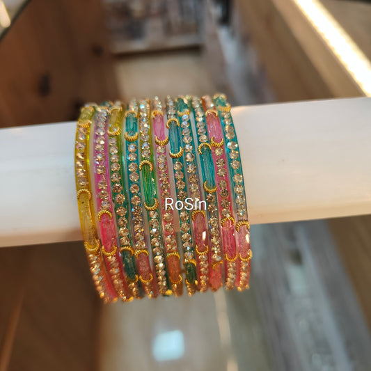 Moon stone glass bangles (1 dozen)