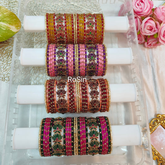 Lotus traditional bridal bangles (2 hand set)