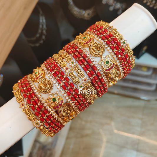 Traditional red bridal bangles (2 hands)