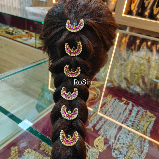 Moon jadau hair pins (6 piece)