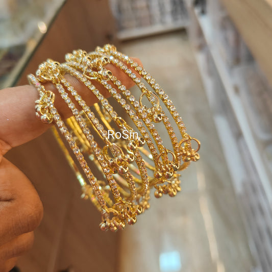 Ghungroo stone  diamond replica bangles (8 pieces)