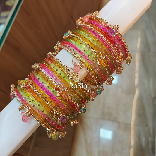 Rainbow multi ghungroo set(2 hands)