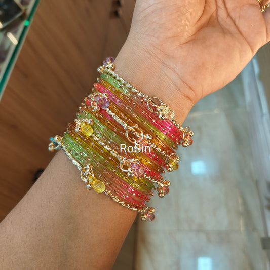 Rainbow multi ghungroo set(2 hands)