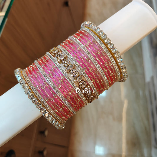 Floral diamond replica bangles set (1 hand)
