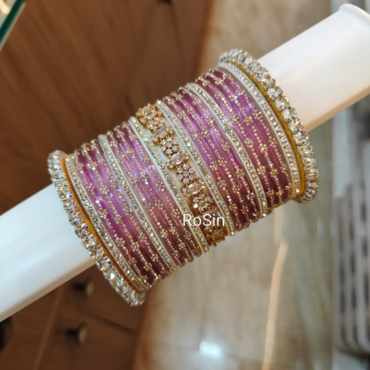 Floral diamond replica bangles set (1 hand)