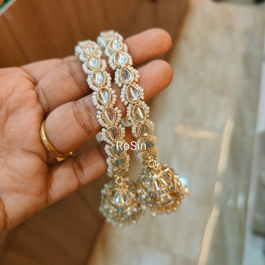 Droplet metal with pearl and jhumka hanging (2)