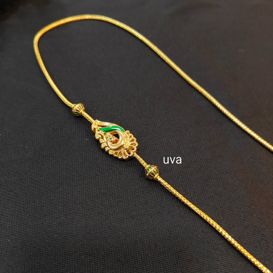 92.5 thaali mugappu mayil gold replica chain 003