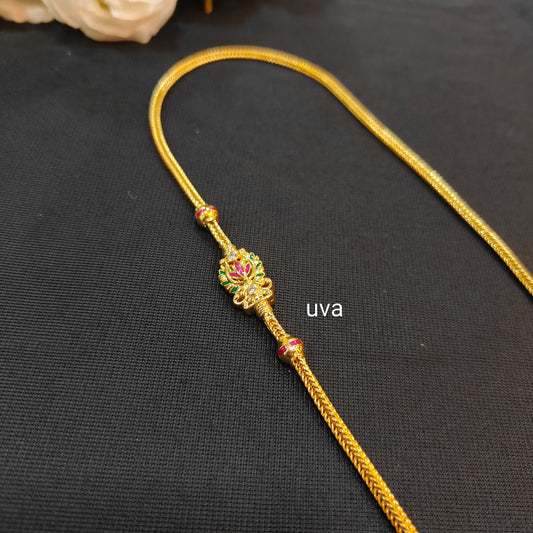 92.5 silver gold plated thamarai mugappu chain 005