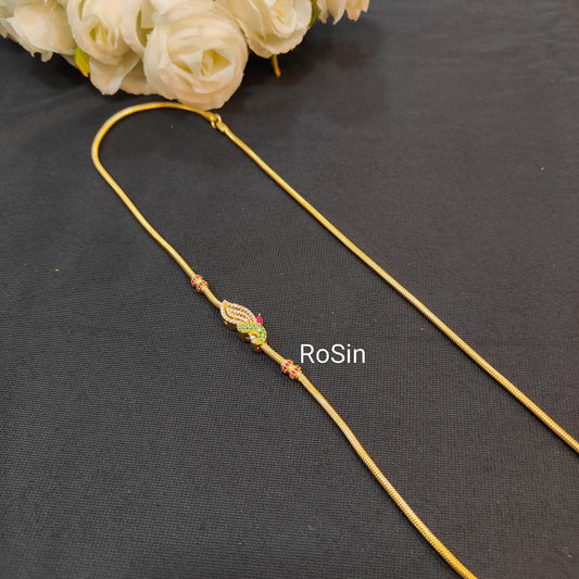 92.5 silver gold plated mayilanji mugappu thaali chain 007