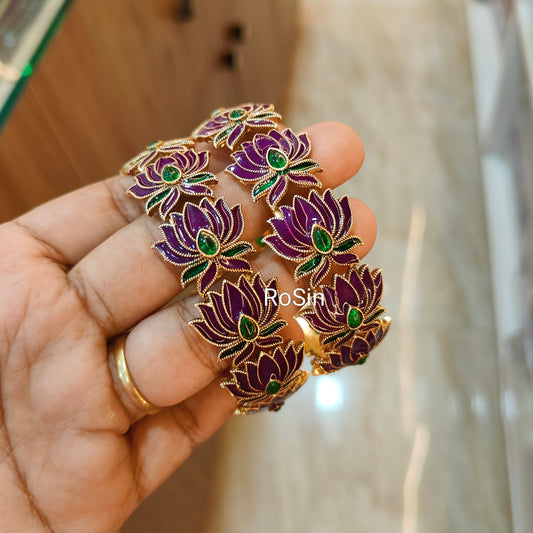 Premium Lotus bridal bangles metal (2)
