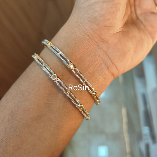 Rhodium gold like unique kada bangles(2)