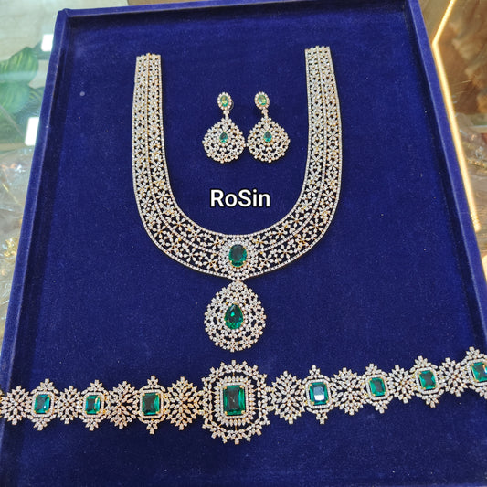 Premium diamond turquoise stone bridal set