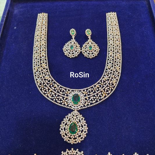 Premium diamond turquoise stone bridal set