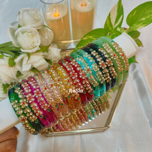 New malar kundhan 10mm crystal (2 bangles)