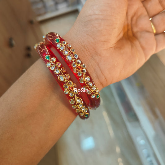 New malar kundhan 10mm crystal (2 bangles)