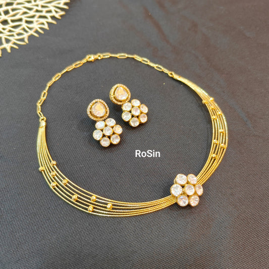 Royal multi line kati with Victorian white pendant set