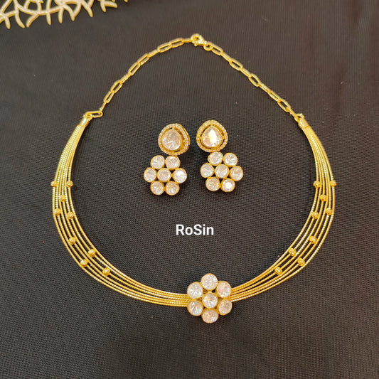 Royal multi line kati with Victorian white pendant set