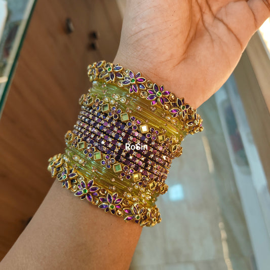Royal purple with light green bridal bangles