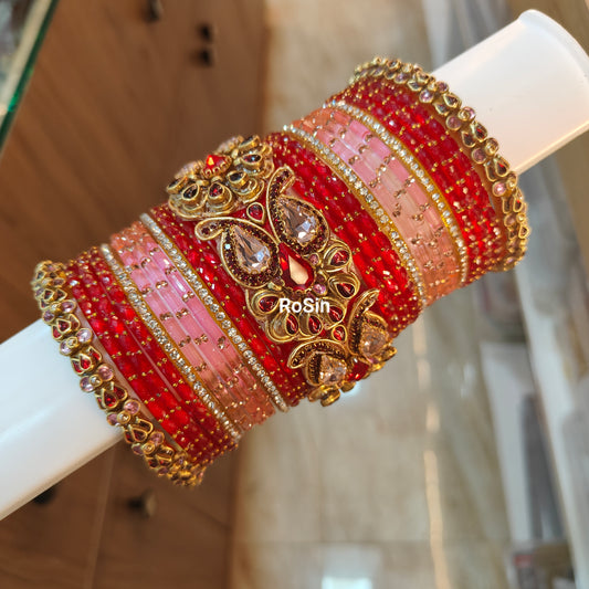 Mango intricate red and pink set (1 hand)