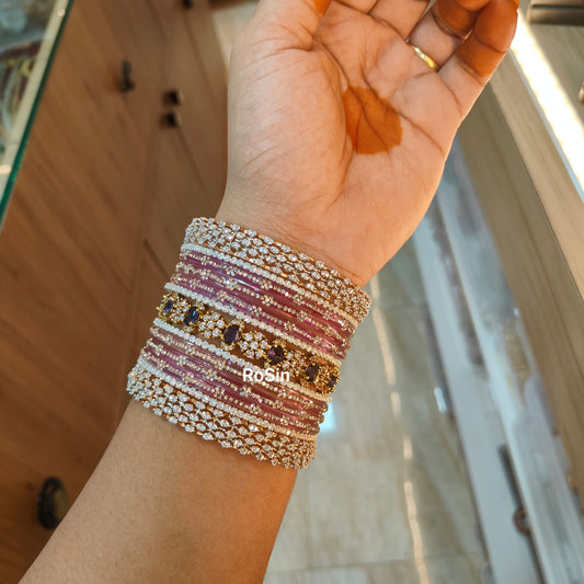 Purple diamond look bangle stack