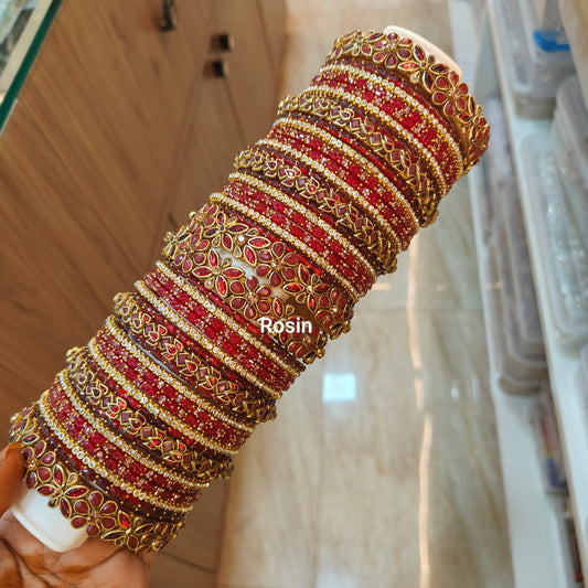 Maroon and red floral bridal set