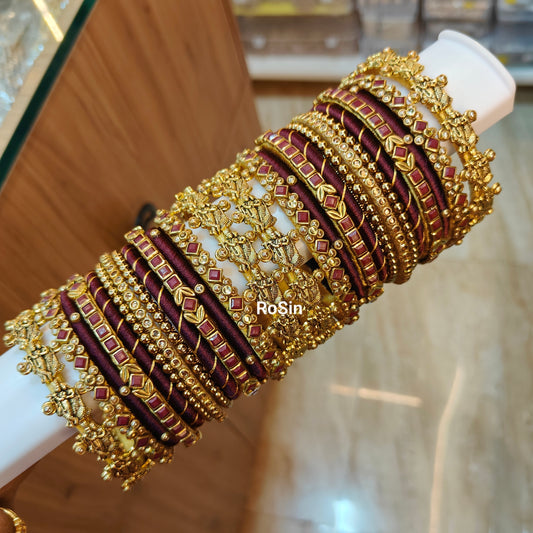 Dark maroon radha krishna set