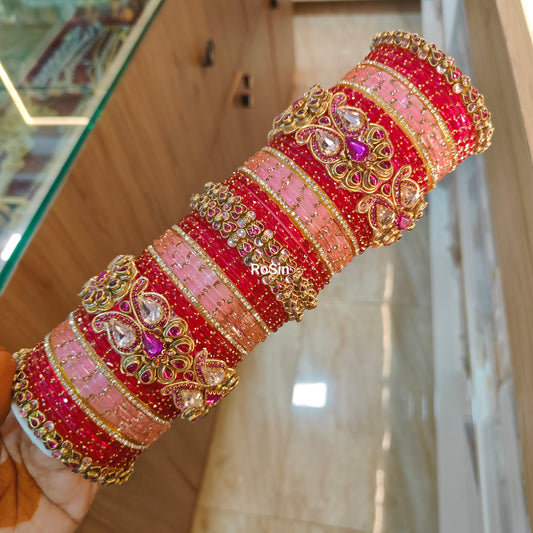 Mango intricate strawberry pink with pastel pink combo set(2 hands)