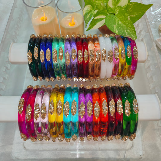 10mm jelly crystal clear glass kada(2 bangles)