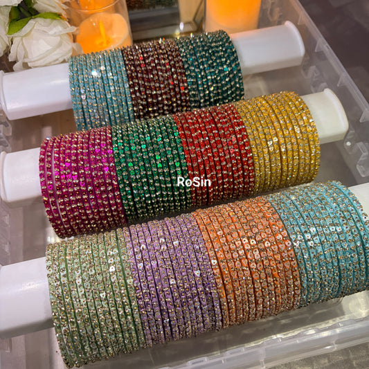 Heart glitter glass bangles (1 dozen)