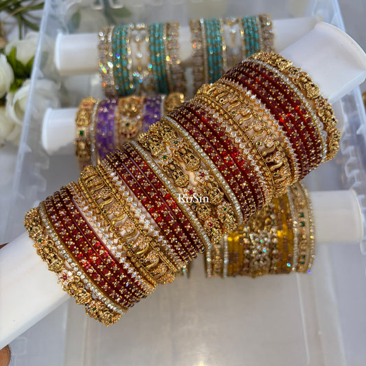Traditional antique and glass mixed bangles