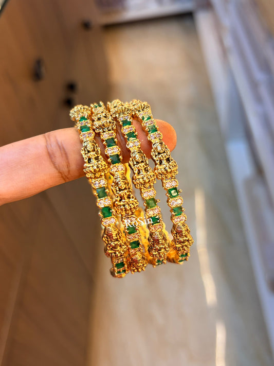 Ashtalakshmi green thin bangles(2 bangles only)