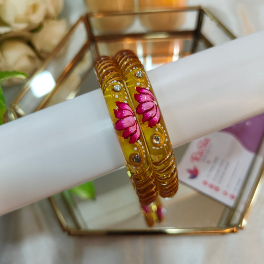 New Handpainted Lotus Crystal kada(1 pair)