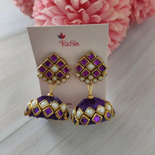 Purple and pearl white jhumki