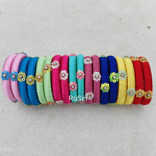 Broad colour thread bangles