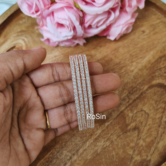 Rose gold Ad stone thin bangles