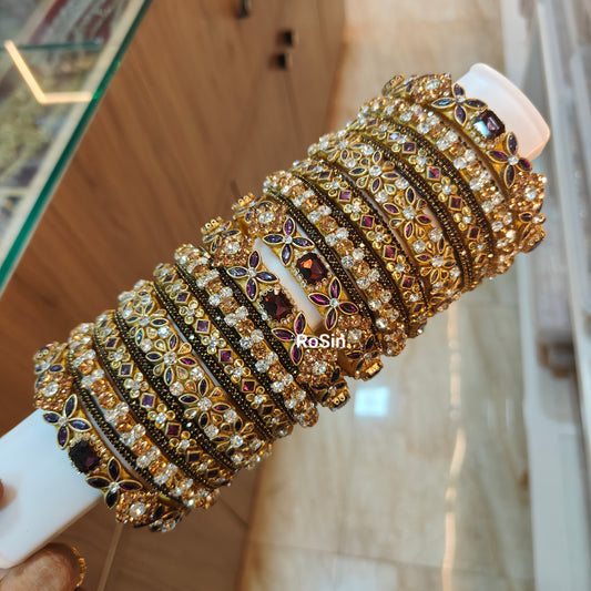 Wine purple stone bridal set(full set)