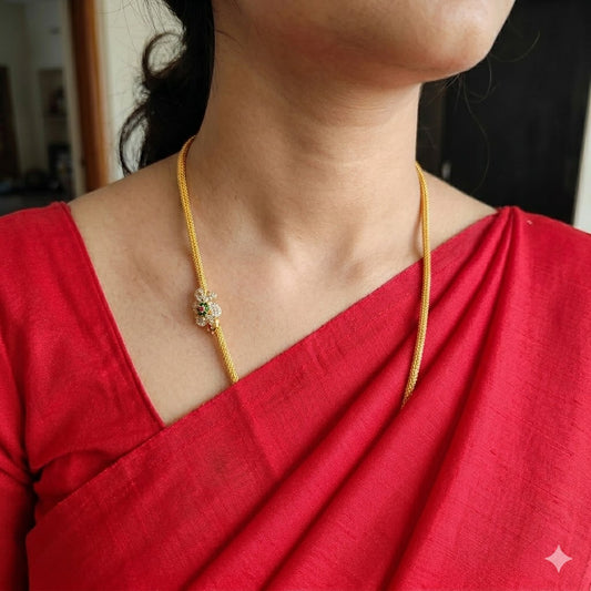 92.5 diamond replica stone mugappu thaali chain 006